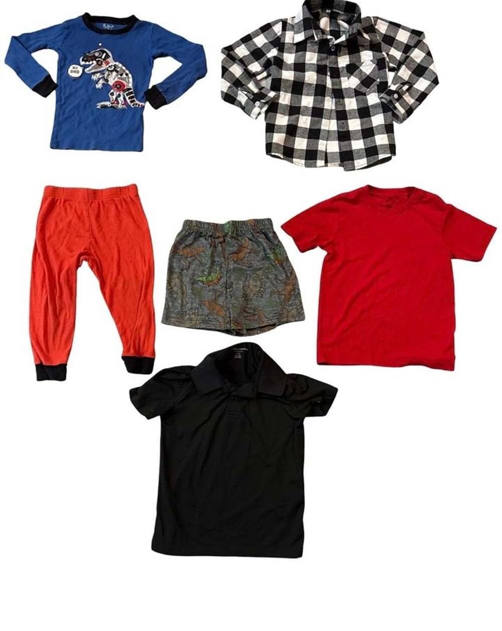 Boys 4T Clothing Lot Dinosaur Pajamas Shirts Flannel Amazon Essentials 6 Pc